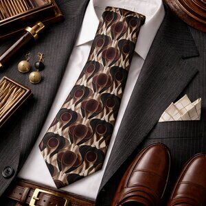 Vintage Surrey Silk Tie • Made in USA • Geometric Art Deco Pattern